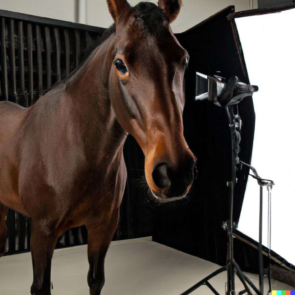a horse in a professional photography studio